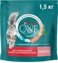 Корм сухой для взрослых кошек PURINA ONE Sterilised с лососем и пшеницей, для стерилизованных, 1,5кг
