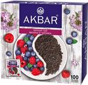 Чай АКБАР черный Малина и черника, 100 пакетиков, 150г