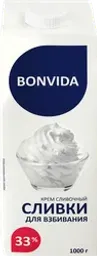 Сливки ультрапастеризованные BONVIDA Для взбивания 33%, без змж