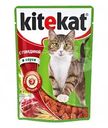 Влажный корм для кошек, Kitekat, со вкусом говядины в соусе, 85 г