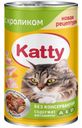Katty Корм консервированный полнорационный для кошек с кроликом в соусе, ж/б 415 гр.