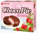 Печенье бисквитное LOTTE Choco Pie Strawberry со вкусом клубники, 336 г