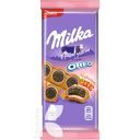 Шоколад MILKA молочный с печеньем Oreo с начинкой вкуса клубники, 92г