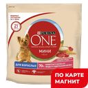 PURINA ONE Сухой корм для собак сухой говядина рис 1,5кг:6