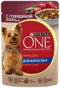 Влажный корм Purina One Мини с говядиной картофелем и горохом в подливе для взрослых собак мелких пород 85 г