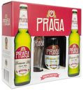 Набор PRAGA Пиво светлое фильтрованное пастеризованное 4,7% 3 ст/б 0,5+бокал