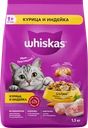Корм сухой для взрослых кошек WHISKAS с курицей и индейкой