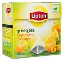 Чай зеленый Lipton Mandarin Orange с цедрой цитруса в пирамидках, 20х1.8 г