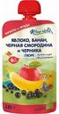 Пюре детское фруктово-ягодное Fleur Alpine Яблоко, банан, чёрная смородина и черника с 6 месяцев, 120 г
