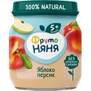 Пюре ФрутоНяня Яблоко, персик, с 5 месяцев, 100г
