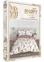 Комплект постельного белья 2-спальный для Snoff Аросса сатин цвет: белый/приглушенный лиловый/зелёный, 4 предмета