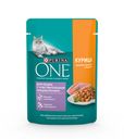 Корм Purina One с курицей и морковью для кошек с чувствительным пищеварением, 75г