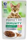 Корм Perfect Fit Иммунитет с говядиной желе с добавлением льна для кошек, 75г