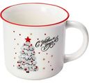 Кружка фарфоровая Ёлочка, гори! цвет: белый/серый/красный, 380мл