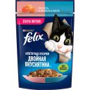 Felix Аппетитные Кусочки. Двойная Вкуснятина. Корм консервированный полнорационный для взрослых кошек, с лососем и форелью в желе, 7 5 г