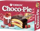 Пирожное Orion Choco Pie Raspberry бисквитное в шоколаде с малиной 360г