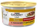 Консервированный корм для кошек Gourmet Gold кусочки в подливе лосось цыпленок, 85 г