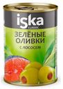 Оливки зеленые фаршированные Iska 300мл с лососем