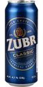 Пиво Zubr Classic светлое фильтрованное, в банке, 4,1 % алк., Чехия, 0,5 л