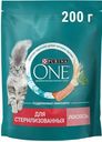 Корм сухой Purina ONE с лососем и пшеницей для взрослых стерилизованных кошек 200г