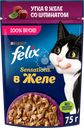 Корм влажный для взрослых кошек FELIX Sensations Утка в желе со шпинатом, 75г