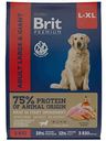 Корм для взрослых собак крупных пород Brit Premium курица и 5 трав, 3 кг