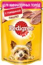 Корм консервированный для взрослых собак PEDIGREE паштет с говядиной, для миниатюрных пород, 80г