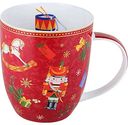 Кружка фарфоровая Щелкунчик, цвет: белый/красный, 420мл