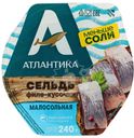 Сельдь Атлантика Малосольная филе-кусочки в масле 240г