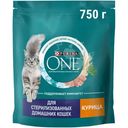 Сухой корм Purina One для стерилизованных домашних кошек с курицей, 750г
