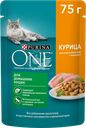 Корм влажный для взрослых кошек PURINA ONE Housecat с курицей и морковью в соусе, 75г