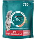 Сухой корм для стерилизованных кошек Purina One лосось, 750г