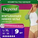 Нижнее белье для женщин впитывающее Depend L/XL (50-56), 9 шт.
