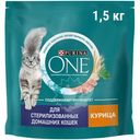 Сухой корм Purina One для стерилизованных домашних кошек с курицей, 1.5кг