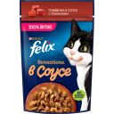 Felix Sensations. Корм консервированный полнорационный для взрослых кошек, с говядиной в соусе с томатами, 75 г