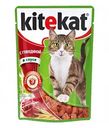 Влажный корм для кошек, Kitekat, со вкусом говядины в соусе, 85 г