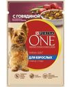Корм Purina ONE Мини для взрослых собак с говядиной 85г