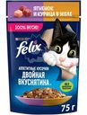 Влажный корм для кошек Felix Двойная вкуснятина с ягненком и курицей в желе, 75г