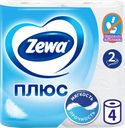 Туалетная бумага ЗЕВА ПЛЮС, 2-слойная белая, 4 рулона 