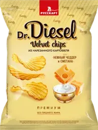 Чипсы картофельные DR.DIESEL со вкусом нежный чеддер и сметана