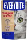 Корм влажный Everybite с говядиной в желе для взрослых кошек, 75г