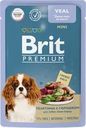 Корм консервированный для взрослых собак BRIT Premium Телятина с зеленым горошком в соусе, 85г