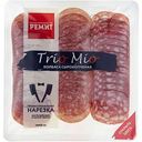 Колбаса сырокопчёная Ремит ассорти Trio Mio для бутербродов и мясной тарелки, нарезка, 100 г