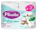 Туалетная бумага "Comfort Care", Plushe, 3 слоя, 4 рулона