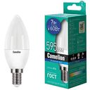 Лампа светодиодная Camelion E14 холодный свет, свеча, 7Вт
