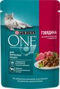 Корм влажный для взрослых кошек PURINA ONE Adult с говядиной и морковью в соусе, 75г