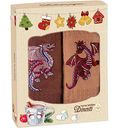 Набор вафельных полотенец Dinosti Home Textiles Пряничные драконы цвет: коричневый, 33×60, 2 шт.