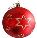 Ёлочное украшение Шар красный с золотистым рисунком, 8см