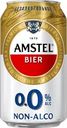 Пиво светлое безалкогольное AMSTEL 0.0 пастеризованное, не более 0,3%, ж/б, 0.33л