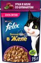 Корм влажный для взрослых кошек FELIX Sensations Утка в желе со шпинатом, 75г